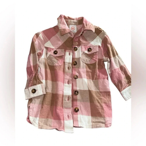 Wonder Nation Toddler Girls Flannel Dress and Pink cargo jacket 12m - Picture 4 of 6